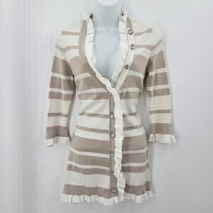 Twelve by Twelve Women Y2K Eclectic Coastal Statement Ruffle Striped Cardigan M